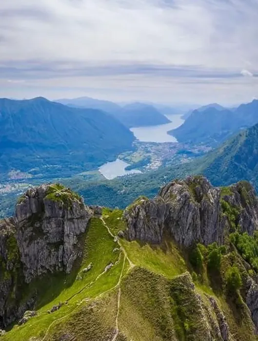 Framed Print : Aerial view of Lake Lugano (Lake Ceresio) from the top of Mount Grona over Menaggio Framed Print : Aerial view of Lake Lugano (Lake Ceresio) from the top of Mount Grona over Menaggio