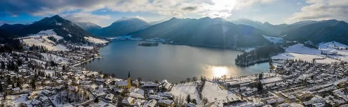 Framed Print : Aerial View Lake Schliersee Winter, Germany Framed Print : Aerial View Lake Schliersee Winter, Germany