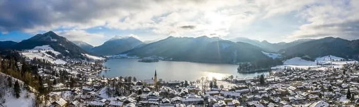 Framed Print : Aerial View Lake Schliersee Winter, Germany Framed Print : Aerial View Lake Schliersee Winter, Germany