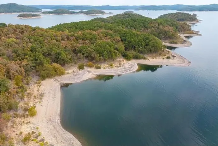 Framed Print : Aerial view of landscape of the surface of the water of Broken Bow lake Framed Print : Aerial view of landscape of the surface of the water of Broken Bow lake