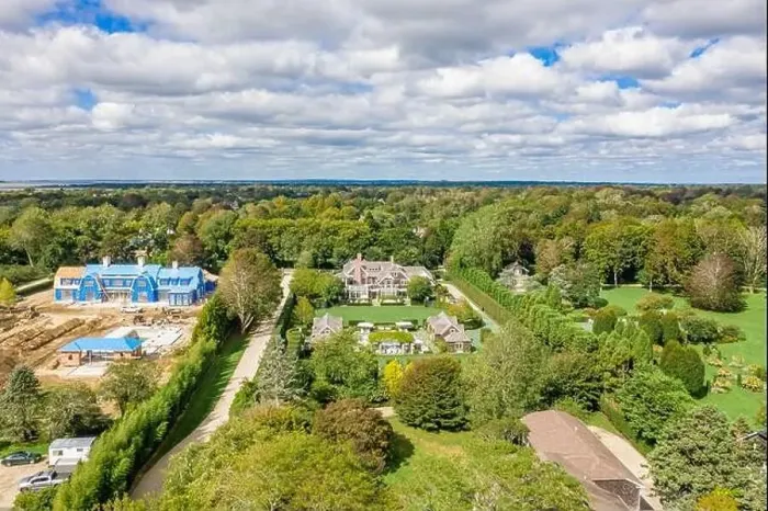 Framed Print : Aerial view of two large Southampton estates, one under construction on First Neck Lane in Southampton, NY Framed Print : Aerial view of two large Southampton estates, one under construction on First Neck Lane in Southampton, NY