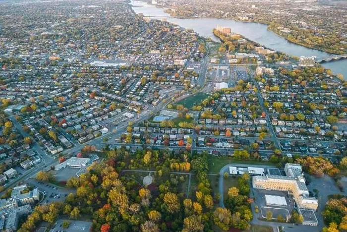 Framed Print : Aerial view of Laval city in Quebec, Canada Framed Print : Aerial view of Laval city in Quebec, Canada