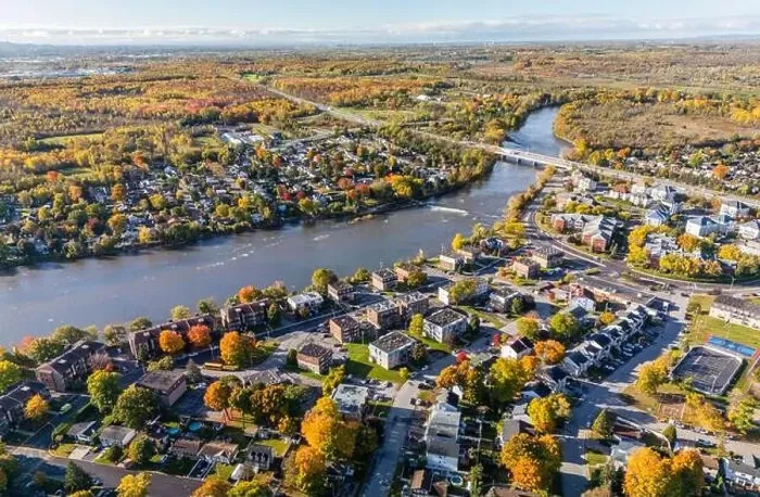 Framed Print : Aerial view of Laval and Terrebonne in Quebec, Canada Framed Print : Aerial view of Laval and Terrebonne in Quebec, Canada