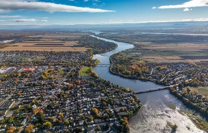 Framed Print : Aerial view of Laval and Terrebonne in Quebec, Canada Framed Print : Aerial view of Laval and Terrebonne in Quebec, Canada