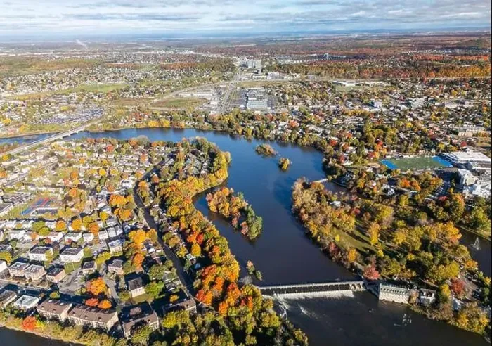 Framed Print : Aerial view of Laval and Terrebonne in Quebec, Canada Framed Print : Aerial view of Laval and Terrebonne in Quebec, Canada