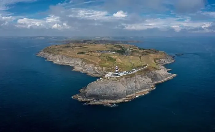 Framed Print : An aerial view of the lighthouse and the Old Head of Kinsale in County Cork of western Ireland Framed Print : An aerial view of the lighthouse and the Old Head of Kinsale in County Cork of western Ireland