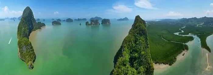 Framed Print : Aerial view of limestone island in Phang nga bay - Thailand Framed Print : Aerial view of limestone island in Phang nga bay - Thailand