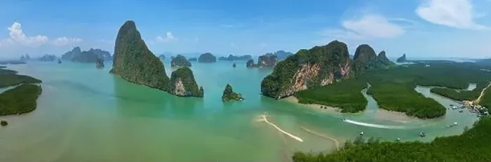 Framed Print : Aerial view of limestone island in Phang nga bay - Thailand Framed Print : Aerial view of limestone island in Phang nga bay - Thailand