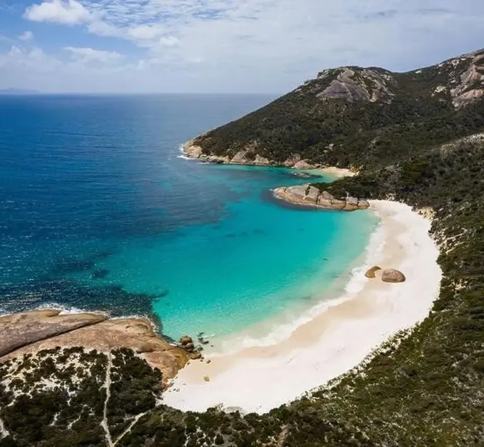 Framed Print : Aerial view of Little Beach in Nanarup, Western Australia Framed Print : Aerial view of Little Beach in Nanarup, Western Australia