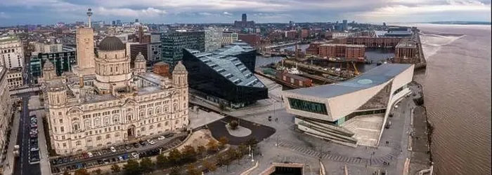Framed Print : Aerial view of the Liverpool skyline in United Kingdom Framed Print : Aerial view of the Liverpool skyline in United Kingdom