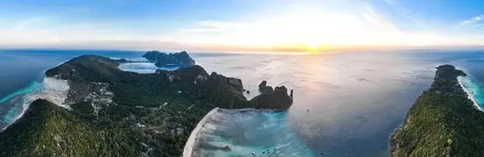 Framed Print : Aerial view of Loh Lana Bay at sunset in koh Phi Phi islands, Krabi, Thailand Framed Print : Aerial view of Loh Lana Bay at sunset in koh Phi Phi islands, Krabi, Thailand