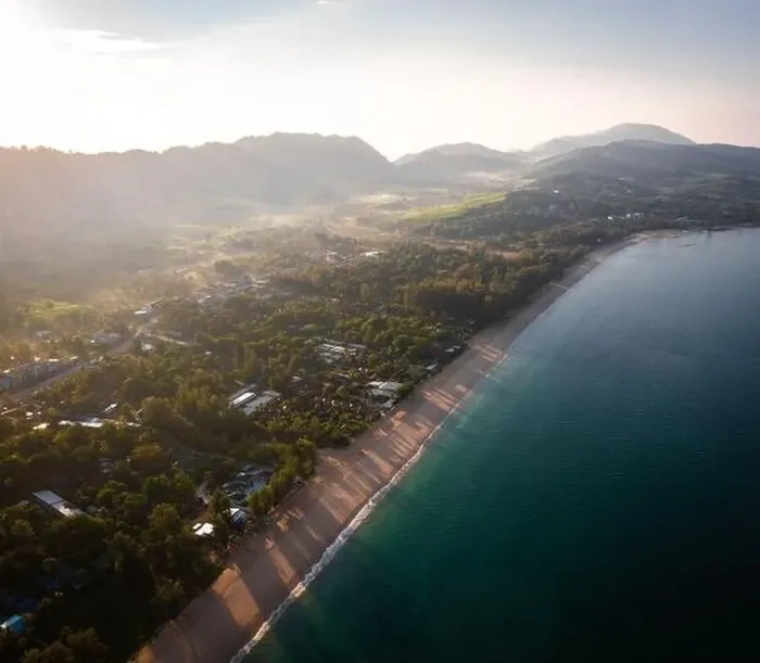 Framed Print : Aerial view of Long Beach at sunset, in Koh Lanta, Krabi, Thailand Framed Print : Aerial view of Long Beach at sunset, in Koh Lanta, Krabi, Thailand