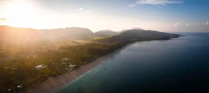 Framed Print : Aerial view of Long Beach at sunset, in Koh Lanta, Krabi, Thailand Framed Print : Aerial view of Long Beach at sunset, in Koh Lanta, Krabi, Thailand