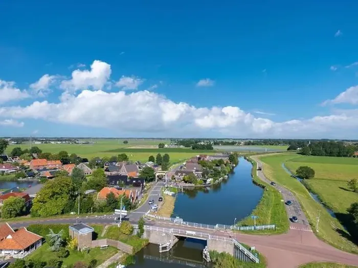 Framed Print : Aerial view looking over the three dikes Huygendijk Framed Print : Aerial view looking over the three dikes Huygendijk