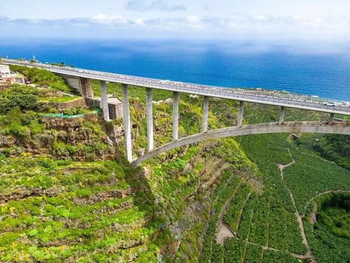 Framed Print : Aerial view of Los Tilos bridge near Los Sauces at La Palma Island, Canary Islands, Spain Framed Print : Aerial view of Los Tilos bridge near Los Sauces at La Palma Island, Canary Islands, Spain