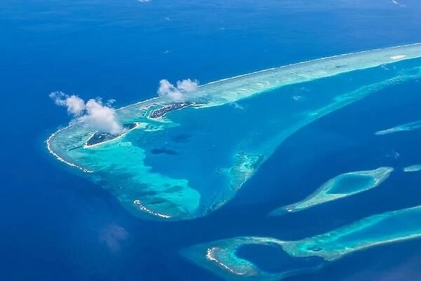 Aerial view on Maldives island