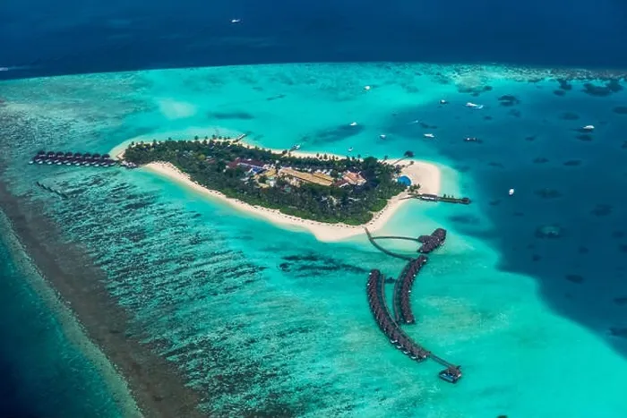 Framed Print : Aerial view on Maldives island Framed Print : Aerial view on Maldives island