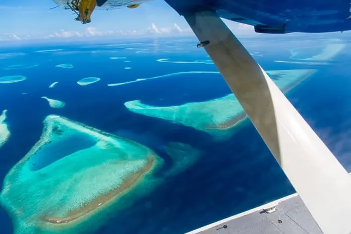Framed Print : Aerial view on Maldives island Framed Print : Aerial view on Maldives island