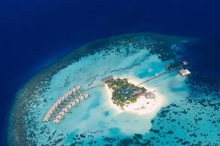 Framed Print : Aerial view on Maldives island Framed Print : Aerial view on Maldives island