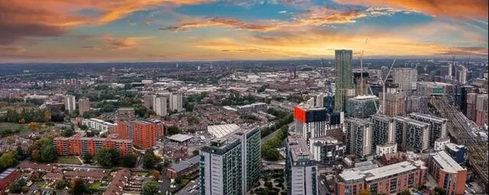 Framed Print : Aerial view of Manchester city in UK Framed Print : Aerial view of Manchester city in UK