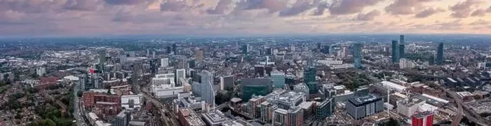 Framed Print : Aerial view of Manchester city in UK Framed Print : Aerial view of Manchester city in UK
