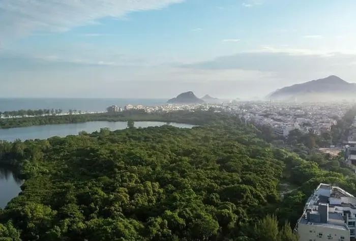 Framed Print : Aerial view of Marapendi Lagoon and Reserve at Barra da Tijuca - Rio de Janeiro, Brazil Framed Print : Aerial view of Marapendi Lagoon and Reserve at Barra da Tijuca - Rio de Janeiro, Brazil
