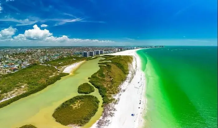 Framed Print : Aerial View of Marco Island, a popular tourist beach town in Florida Framed Print : Aerial View of Marco Island, a popular tourist beach town in Florida