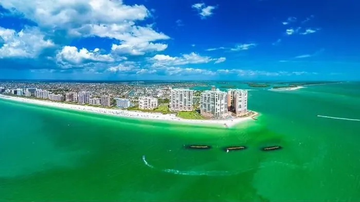 Framed Print : Aerial View of Marco Island, a popular tourist beach town in Florida Framed Print : Aerial View of Marco Island, a popular tourist beach town in Florida