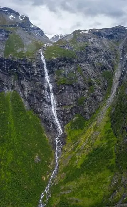 Framed Print : Aerial view of Mardalsfossen waterfall, Eikesdalen, Nesset municipality, More og Romsdal county, Western Norway Framed Print : Aerial view of Mardalsfossen waterfall, Eikesdalen, Nesset municipality, More og Romsdal county, Western Norway