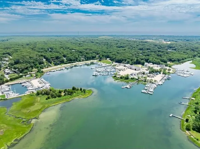 Framed Print : Aerial view of marinas on three mile harbor, east hampton, ny Framed Print : Aerial view of marinas on three mile harbor, east hampton, ny