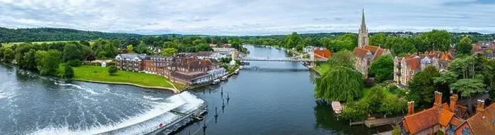Framed Print : Aerial view of Marlow, a town and civil parish within the Unitary Authority of Buckinghamshire, England, UK Framed Print : Aerial view of Marlow, a town and civil parish within the Unitary Authority of Buckinghamshire, England, UK