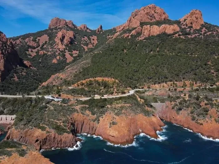 Framed Print : Aerial view above the massif de L'Esterel in the French Riviera on the Mediterranean Sea Framed Print : Aerial view above the massif de L'Esterel in the French Riviera on the Mediterranean Sea