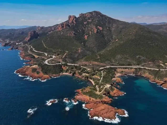 Framed Print : Aerial view above the massif de L'Esterel in the French Riviera on the Mediterranean Sea Framed Print : Aerial view above the massif de L'Esterel in the French Riviera on the Mediterranean Sea