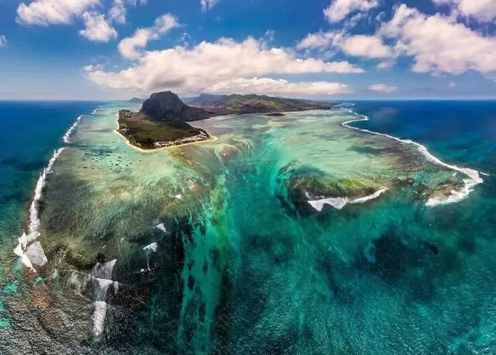 Framed Print : Aerial view of Mauritius island panorama and famous Le Morne Brabant mountain Framed Print : Aerial view of Mauritius island panorama and famous Le Morne Brabant mountain
