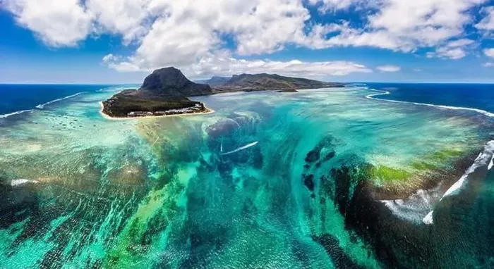 Framed Print : Aerial view of Mauritius island panorama and famous Le Morne Brabant mountain Framed Print : Aerial view of Mauritius island panorama and famous Le Morne Brabant mountain