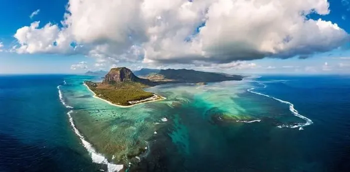 Framed Print : Aerial view of Mauritius island panorama and famous Le Morne Brabant mountain Framed Print : Aerial view of Mauritius island panorama and famous Le Morne Brabant mountain