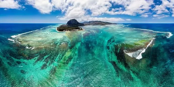 Framed Print : Aerial view of Mauritius island panorama and famous Le Morne Brabant mountain Framed Print : Aerial view of Mauritius island panorama and famous Le Morne Brabant mountain