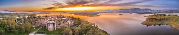 Framed Print : Aerial view of a medieval age scenery at the amazing and abandoned Granadilla town Framed Print : Aerial view of a medieval age scenery at the amazing and abandoned Granadilla town