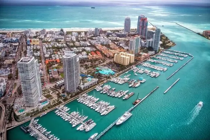 Framed Print : Aerial view of Miami Beach and South Pointe Park Framed Print : Aerial view of Miami Beach and South Pointe Park