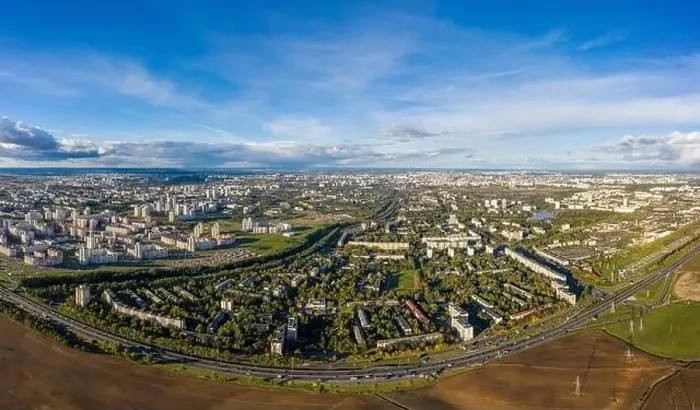 Framed Print : Aerial view on Minsk Belarus. Aerial panorama of Minsk city in europe Framed Print : Aerial view on Minsk Belarus. Aerial panorama of Minsk city in europe