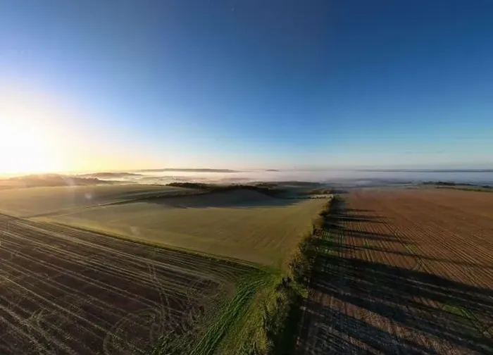 Framed Print : An aerial view on a misty autumn morning over Cranborne Chase AONB in Wiltshire, UK Framed Print : An aerial view on a misty autumn morning over Cranborne Chase AONB in Wiltshire, UK