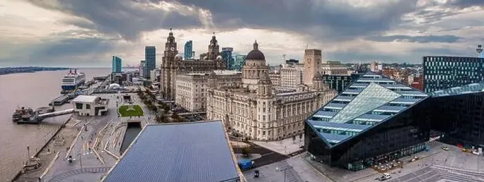 Framed Print : Aerial view of the Modern architecture in Liverpool, UK Framed Print : Aerial view of the Modern architecture in Liverpool, UK