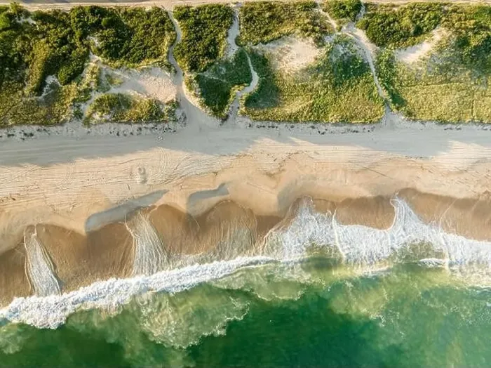 Framed Print : aerial view of a montauk ocean beach and surf Framed Print : aerial view of a montauk ocean beach and surf