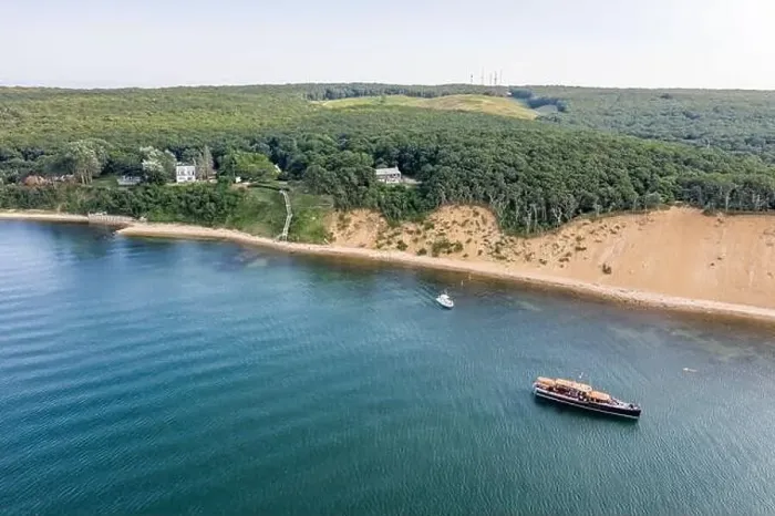 Framed Print : aerial view of Montauk with private yacht in the foreground, Fort Pond Bay, Montauk Framed Print : aerial view of Montauk with private yacht in the foreground, Fort Pond Bay, Montauk
