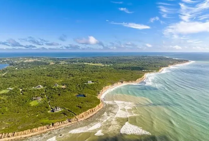 Framed Print : Aerial view of Montauk south shore, looking east Framed Print : Aerial view of Montauk south shore, looking east