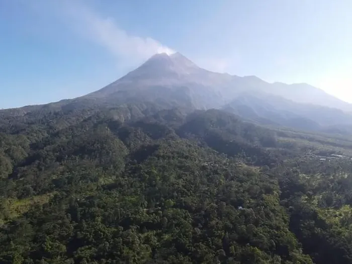 Framed Print : Aerial view of Mount Merapi Landscape with small eruption in Yogyakarta, Indonesia Volcano Landscape View Framed Print : Aerial view of Mount Merapi Landscape with small eruption in Yogyakarta, Indonesia Volcano Landscape View