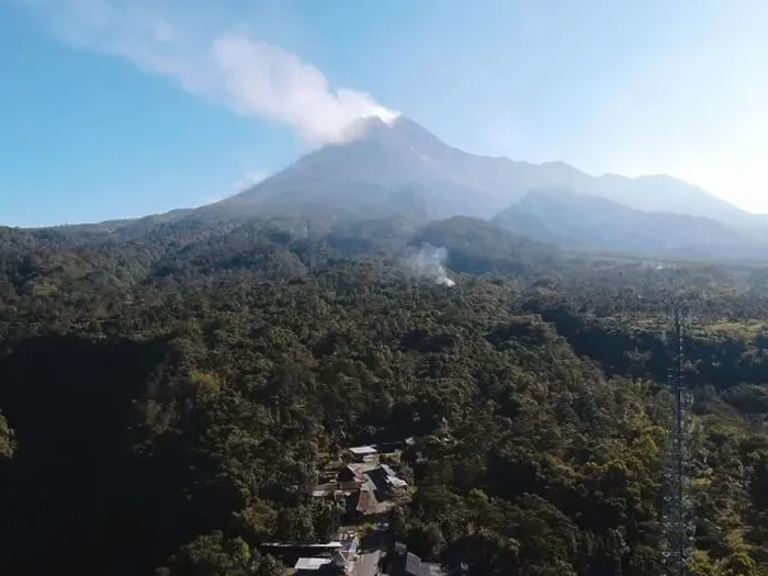 Framed Print : Aerial view of Mount Merapi Landscape with small eruption in Yogyakarta, Indonesia Volcano Landscape View Framed Print : Aerial view of Mount Merapi Landscape with small eruption in Yogyakarta, Indonesia Volcano Landscape View