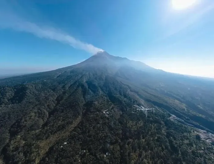 Framed Print : Aerial view of Mount Merapi Landscape with small eruption in Yogyakarta, Indonesia Volcano Landscape View Framed Print : Aerial view of Mount Merapi Landscape with small eruption in Yogyakarta, Indonesia Volcano Landscape View