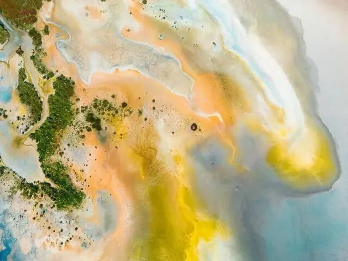 Framed Print : Aerial view of the multicolored texture and patterns of Yarisli Lake in Burdur, Turkey Framed Print : Aerial view of the multicolored texture and patterns of Yarisli Lake in Burdur, Turkey