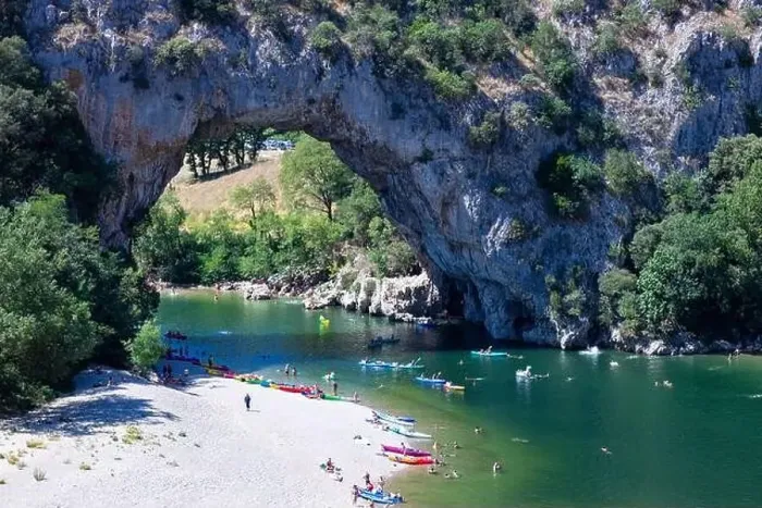 Framed Print : Aerial view of Narural arch in Vallon Pont D'arc in Ardeche canyon in France Framed Print : Aerial view of Narural arch in Vallon Pont D'arc in Ardeche canyon in France